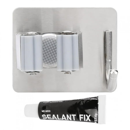 

Wall Mounted Mop Broom Holder Stainless Steel Hooks Hanger Organizer for Lanudry Garden Garage ToolsBrush