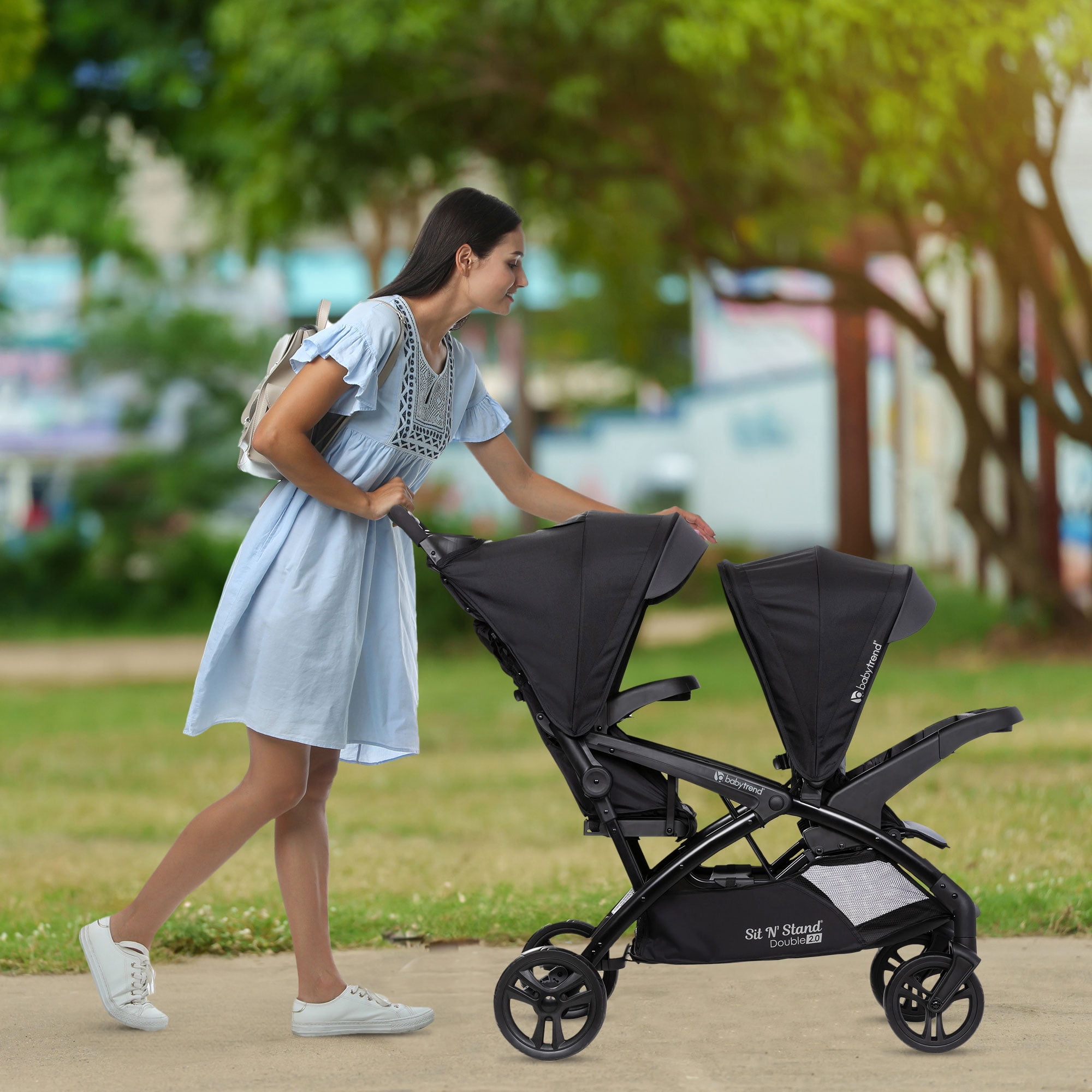 Baby Trend Sit N Stand Double Stroller 2.0 DLX w 5 Point Harness Stormy