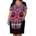 thumbnail image 2 of Vestido largo holgado de calavera de azúcar para mujer ropa Kawaii con bolsillos verano, 2 of 6