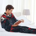 thumbnail image 6 of Naloa Red Black Eastern Panda Warrior Men’s Pajamas Set - Long Sleeve Button Down Sleep Shirt and Pajama Bottoms Sleepwear Set-Large, 6 of 7