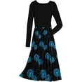 thumbnail image 3 of Vestido de manga larga para mujer Vintage Floral acampanado A-Line Swing Casual Party cuello redondo vestidos con bolsillos Fridja NMB1247, 3 of 5