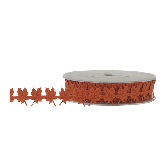 HOOWIFFY Brown Maple Leaf Ribbon for Crafts, Elegant Fall Autumn Decorative Ribbon for Craft Supplies