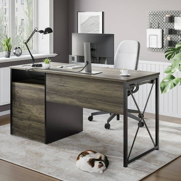 Bestier 55 inch Computer Desk with Drawers & Keyboard Tray