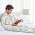 thumbnail image 6 of Naloa Colorful Butterfly Men’s Pajamas Set - Long Sleeve Button Down Sleep Shirt and Pajama Bottoms Sleepwear Set-XX-Large, 6 of 7