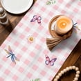 thumbnail image 3 of Wildflowers Table Runner - 108 Inch Long Spring Watercolor Tulip Floral Leaf Pink Plaid Cotton and Linen Blended Dress Scarves Farmhouse Table Runner for Kitchen Dining, Coffee Table, 13" x 108", 3 of 8