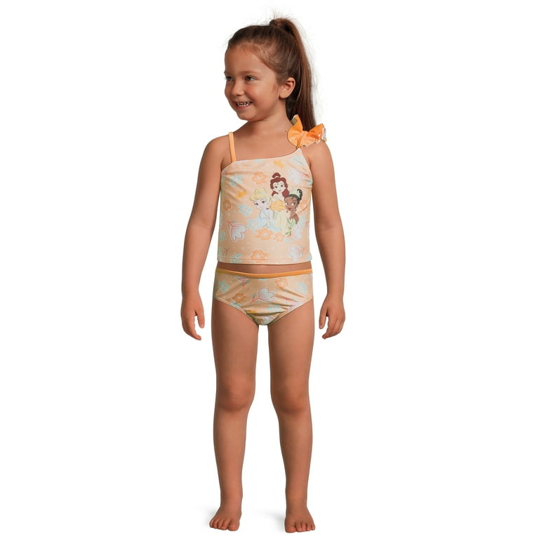 Disney Princess Toddler Girls Ruffle Shoulder 2 Piece Swimsuit Set Sizes 2T 4T