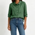 thumbnail image 4 of Dagugfen Cotton Linen Shirts for Women 3/4 Sleeve Button down Collared Neck Lightweight Shirts Business Casual Workwear Tops, 4 of 7