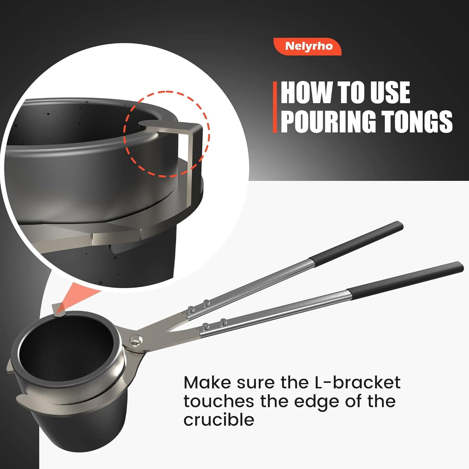 Nelyrho Crucible Tongs Set with 2 Graphite Crucibles #10 (26lbs-12kg) Smelting Kit for Metal Casting and Jewelry Making, Stainless Steel Lifting and Pouring Tongs