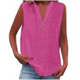 thumbnail image 2 of Karight Women Summer Tops Sleeveless V Neck T Shirts Button Down Shirts Dressy Casual Clothes Fashion Trendy Blouses, 2 of 9