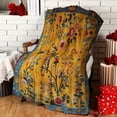 thumbnail image 2 of 1 Piece Vintage Floral and Bird Pattern Plush Blanket - Soft Flannel for All Seasons, Machine Washable Comfortable Home Decor Gift, Exquisite Design, 2 of 7