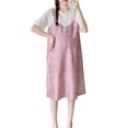 thumbnail image 4 of Robe de Maternité pour Femmes, Manches Courtes Col Rond Faux Deux Pièces, Robe Maxi Décontractée Ample Unie pour Grossesse, 4 of 6