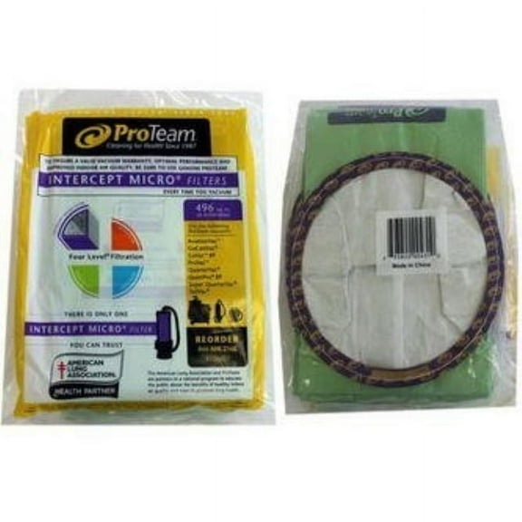 proteam tailvac backpack micro filtration 6 qt / 6.6 l, paper bags 10pk genuine part # 100431