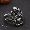 thumbnail image 2 of HOOUN NO WAR Dove Love Heart Peace Skull Ring Stainless Steel Antiwar Gothic Punk Ring-7, 2 of 3