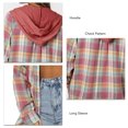 thumbnail image 4 of Abrigo casual para mujer Camisa de manga larga Sudadera con capucha con estampado a cuadros para otoño e invierno Rojo M, 4 of 5