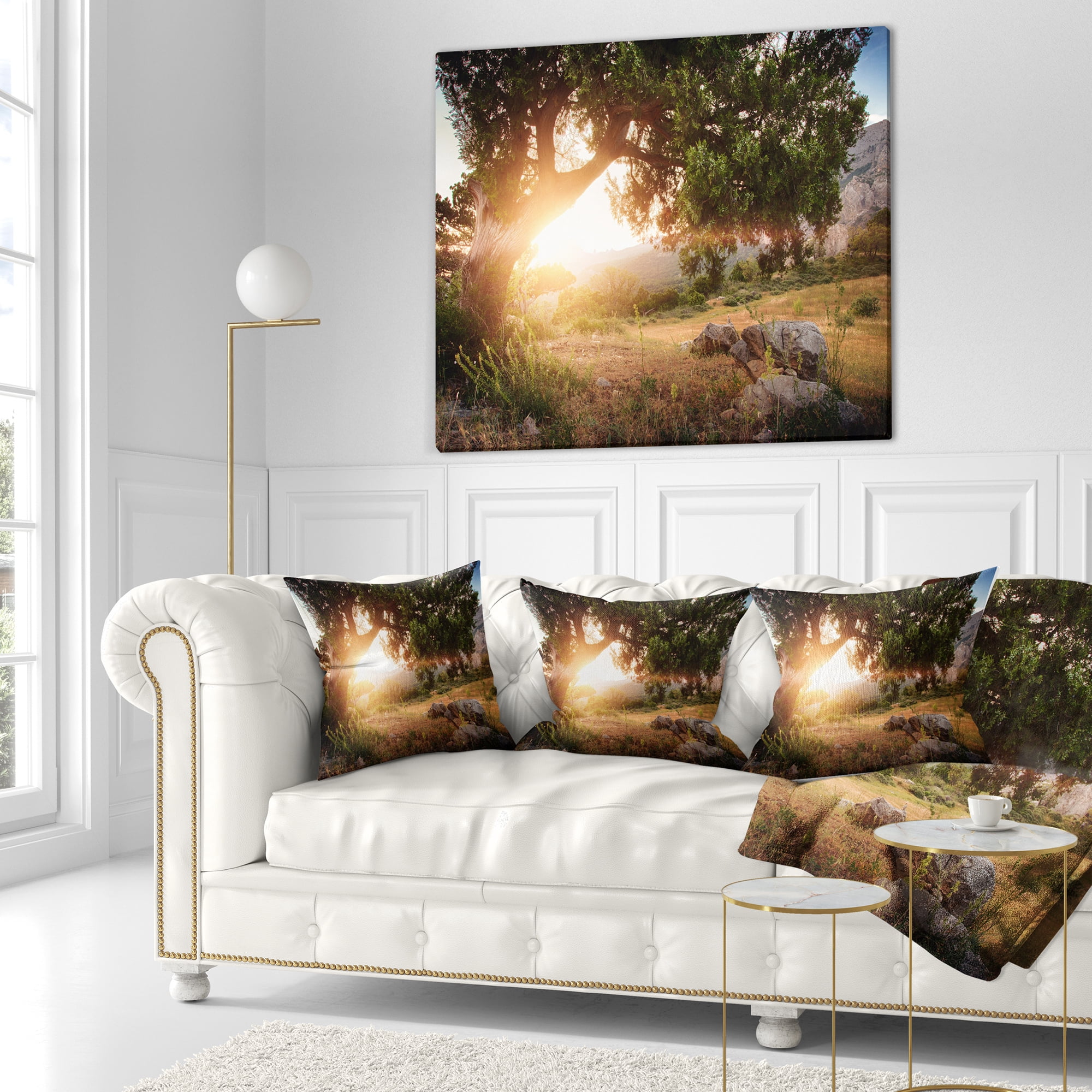 Designart Picturesque Foros Mountains - Abstract Throw Pillow - 18x18