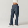 thumbnail image 5 of Women's Zip Front Palazzo Pants with Cargo Pockets High Waist Comfortable Wide Leg Trousers in Soft Cotton, 5 of 8