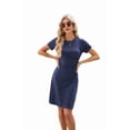 thumbnail image 2 of Women'S Short Sleeve Ruched Casual Sundress Midi Bodycon T Shirt Dress Navy blue XL, 2 of 9