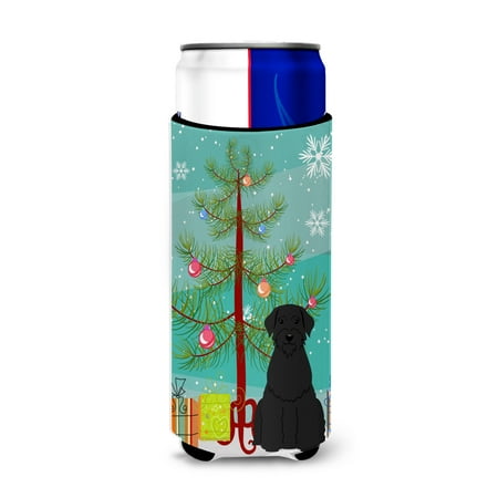 

Carolines Treasures BB4191MUK Merry Christmas Tree Giant Schnauzer Michelob Ultra Hugger for slim cans Slim Can
