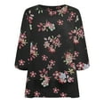 thumbnail image 6 of Wangmeiwg Womens Casual Floral printed O-Neck Loose 3/4 Sleeve Chiffon Blouse Tops Swim Tops, 6 of 7