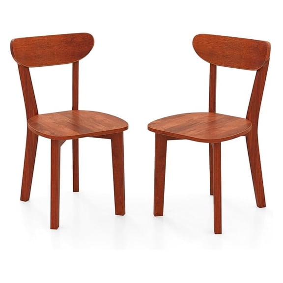 Wooden Dining Chairs Set of 2, Kitchen Chairs w/Curved Backrest & Solid Rubber Wood Frame, Century Diner Chairs, Armless Side Chairs for Living Room Dining Room Restaurant