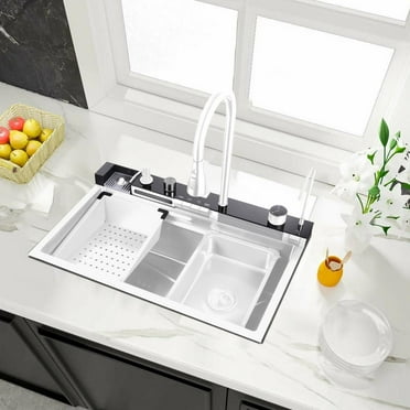 WZTO Kitchen Sink, 304 Stainless Steel Drop-In Sinks, Top Mount Single Bowl Basin with Accessories, Household Dishwasher Sinks for Workstation, RV, Prep Kitchen, and Bar Sink, 29.5 inch
