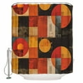thumbnail image 2 of Red Orange Geometric Waterproof Fabric Shower Curtain, Vintage Oil Painting Abstract Art Shower Curtain for Bathroom Curtains Bathtubs Hotel Washable Shower Curtains with 12 Hooks Standard 66x72, 2 of 6