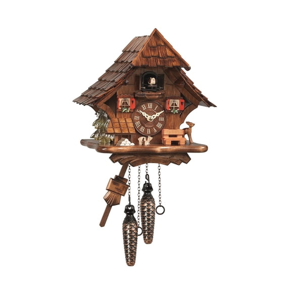 Quartz Cuckoo Clock Black forest house EN 492 Q