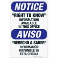 thumbnail image 1 of Right To Know Information Available Upon Request Bilingual Sign, OSHA Notice Sign, 24x36 Corrugated Plastic, 1 of 7