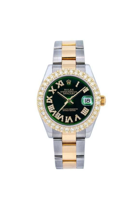 Pre-Owned Rolex Datejust 178243 31MM Green Diamond Dial With 1.15 CT Diamonds