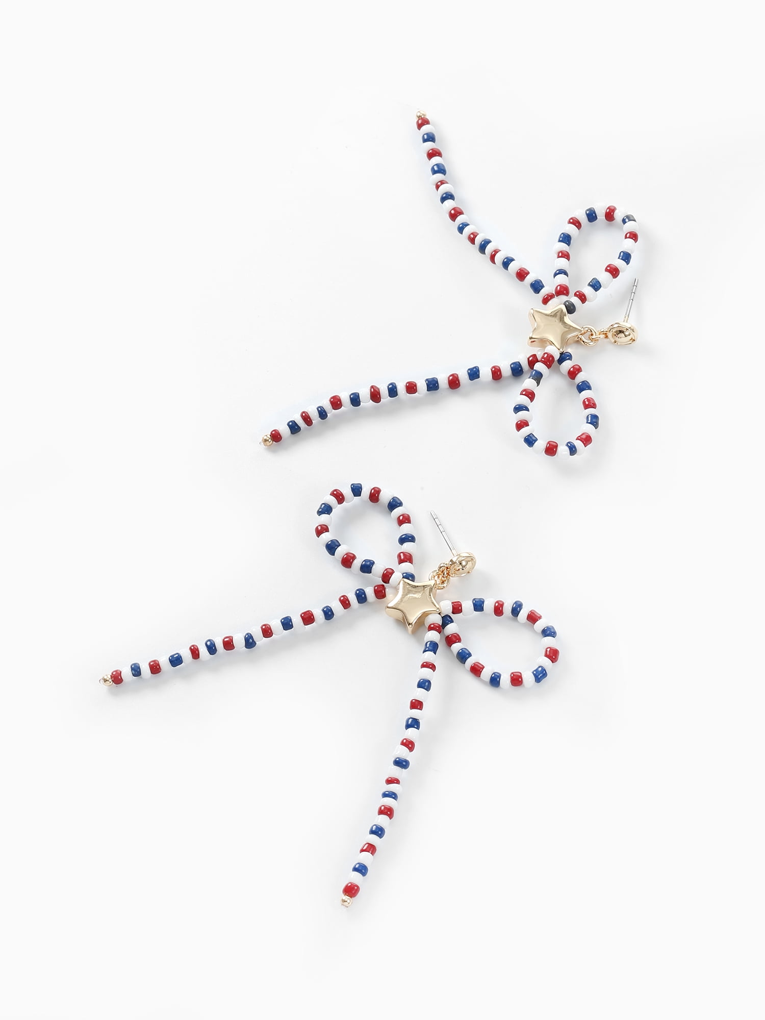 Way to Celebrate Americana Beaded Bow Earrings