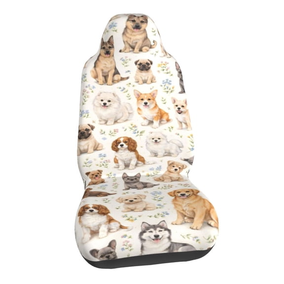 Cute Dog Breeds Car Seat Covers Stretch Car Seat Protectors Universal Fit