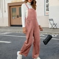 thumbnail image 6 of WMTBSRSW Corduroy Overalls for Women Barrel Wide Leg Bib Corduroy Pants Women Adjustable Romper Jumpsuit with Pockets, 6 of 9