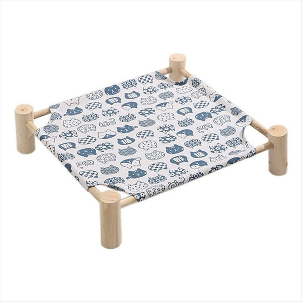 Cama Tipo Hamaca para Gatos y Perros, Hamaca de Madera para Gatos, Cama de Refrigeración Elevada, Cama para Mascotas Portátil Desmontable para Interiores y Exteriores, Adecuada F