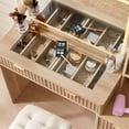 thumbnail image 4 of Leyaoyao 43.5 Fluted Makeup Vanity Desk with Mirror and LED Lights, Wood Makeup Vanity with Power Outlet & 3 Shelves for Living Room, Natural Oak, 4 of 8