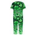 thumbnail image 4 of Puntoco Conjunto de pijama cómodo para mujer, con estampado del Día de San Patricio, cuello redondo, botones, manga corta y pantalón con bolsillos y cintura elástica, 4 of 4
