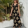 thumbnail image 6 of Gold & Black Fleur De Lis - Saints Fans Louisiana Dress Fashion Boho Beach Long Dresses Female Party Printed Maxi Dress, 6 of 9