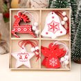 thumbnail image 4 of Christmas Tree Decorations 12 Pcs Christmas Bell Deer Star Angel Hanging Wooden Ornaments with Rope for Xmas Tree Holiday Gift (D), 4 of 4