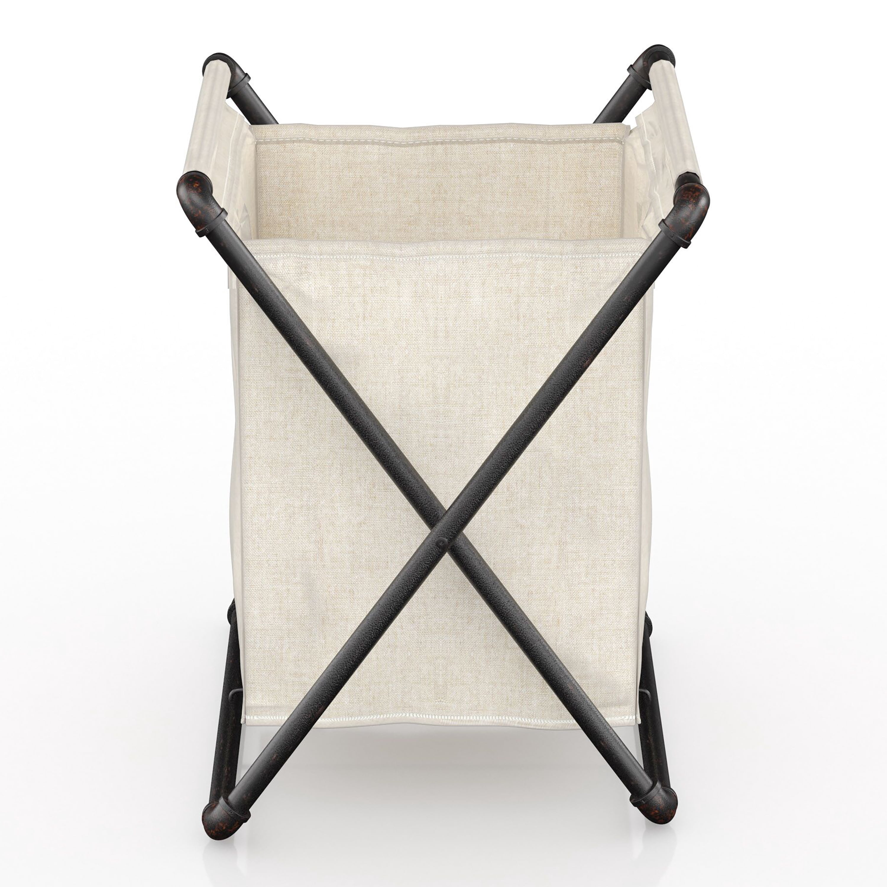 Furniture of America Nurle Industrial Laundry Hamper, Sand Black and White