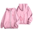 thumbnail image 7 of Breast Cancer Awareness Zip Up Hoodie Women Oversized Graphic Hooded Jackets Casual Fall Preppy Long Sleeve Sweatshirts, 7 of 7