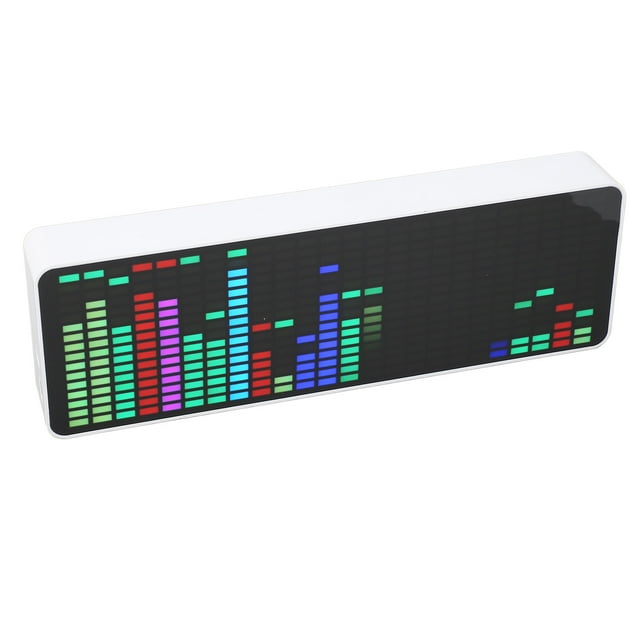 Music Spectrum Display, 1624 Segment Rhythm Music Spectrum Display Impact Resistance 384 LEDs Voice Sensor 20 Dynamic 7 Colors with Clock for Entertainment