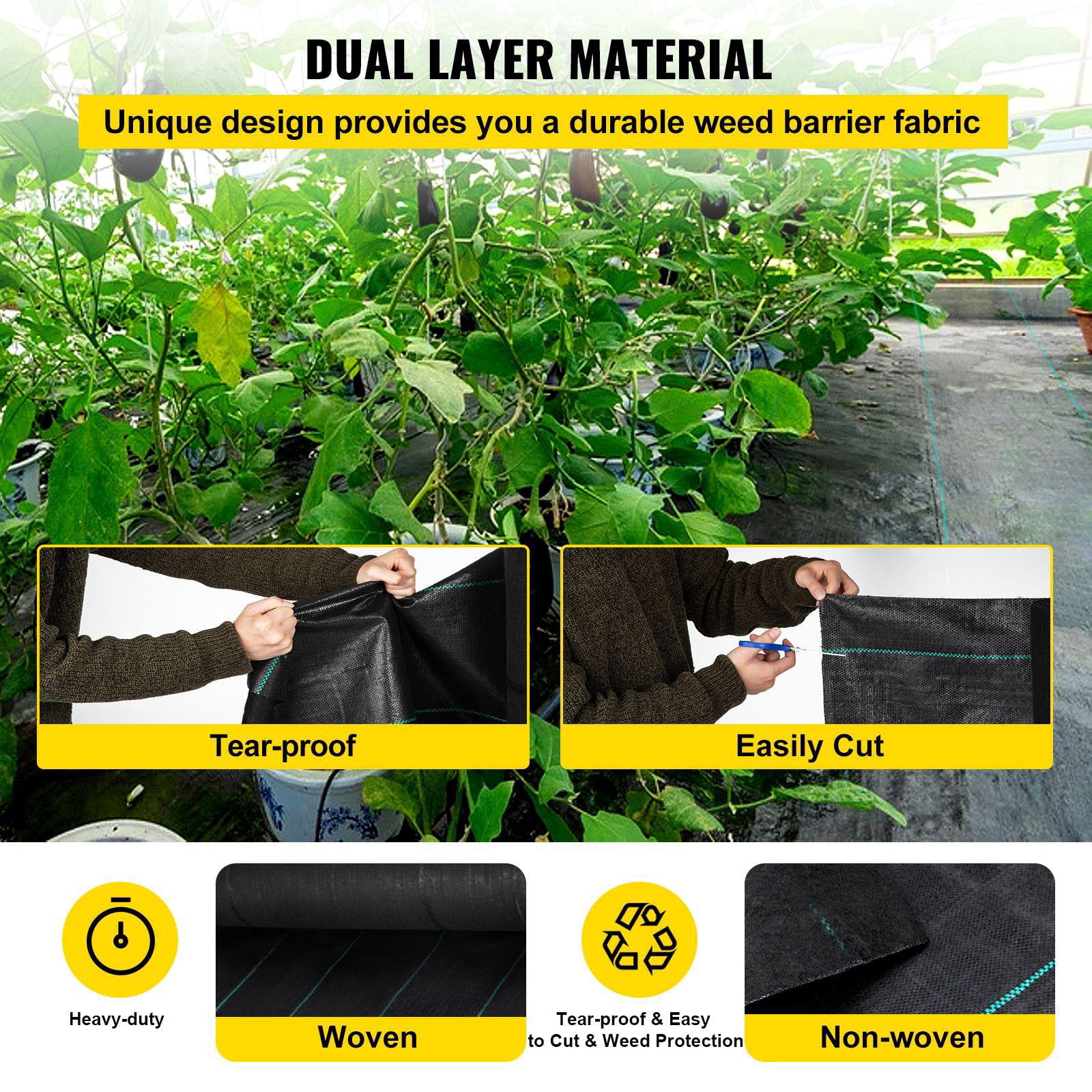 Heavy Duty 5.8oz Woven Weed Barrier Landscape Fabric 4ft x 300ft Black Geotextile Mat for Garden Patio Grass Control