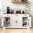 thumbnail image 2 of OUDOSPRS 55" Buffet Sideboard Cabinet with Storage, Modern Farmhouse Coffee Bar with Drawers and Shelves, Wood Buffet Table for Kitchen, Barn Doors Stora, White, 2 of 8