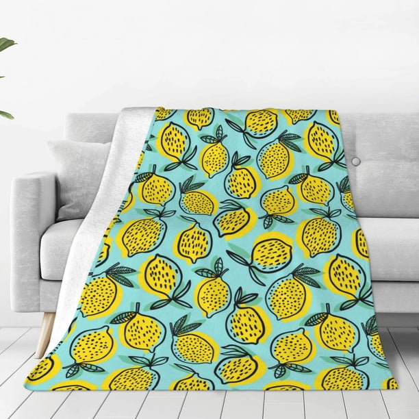 Balery Lemon1 Manta de Felpa Suave y Acogedora – Cobija de Franela Aterciopelada para Cama, Lavable y Cálida para Sofá, Mascotas, Transpirable-50"x40"