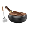 thumbnail image 2 of Sartén wok con tapa y espátula, wok chino de fondo plano para cocina de hotel y hogar. 28 centímetros, 2 of 9