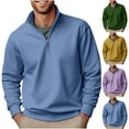 thumbnail image 5 of Qeaghou Men's Quarter Zip Up Pullover Long Sleeve Casual Fashion Sweatshirt Slim Fit Mock Neck Sweaters With Pockets Daily Deals Clearance, 5 of 6
