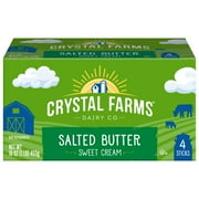 Crystal Farms Salted Sweet Cream Butter, Refrigerated, 4 Sticks, 1 Box, 16oz