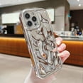 thumbnail image 3 of iPhone 12 Pro Max Holographic Case, Cute Laser 3D Water Ripple Bling Glitter Luxury Plating Wave Shape Phone case for Women Girls Silicone Protection Cover (Silver), 3 of 17