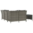 thumbnail image 5 of vidaXL Patio Lounge Set with Cushions Poly Rattan Sofa 3/4 Piece Black/Gray, 5 of 11