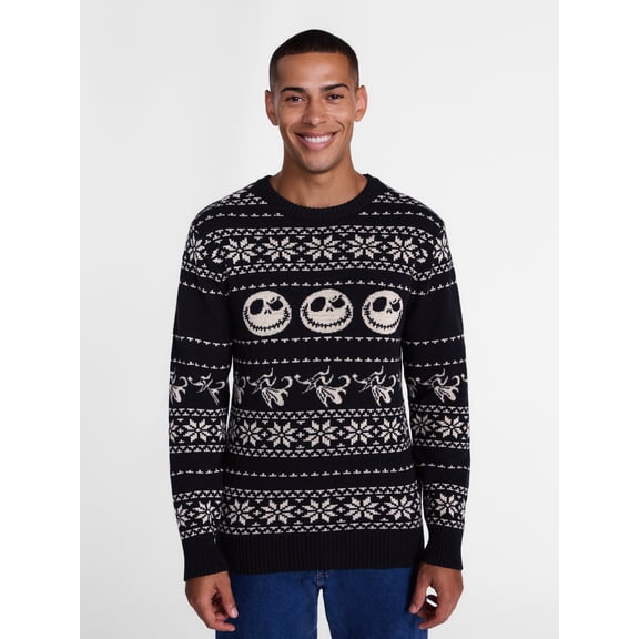 Nightmare Before Christmas Men's and Big Men's Jack & Zero Holiday Sweater, Sizes XS-3XL