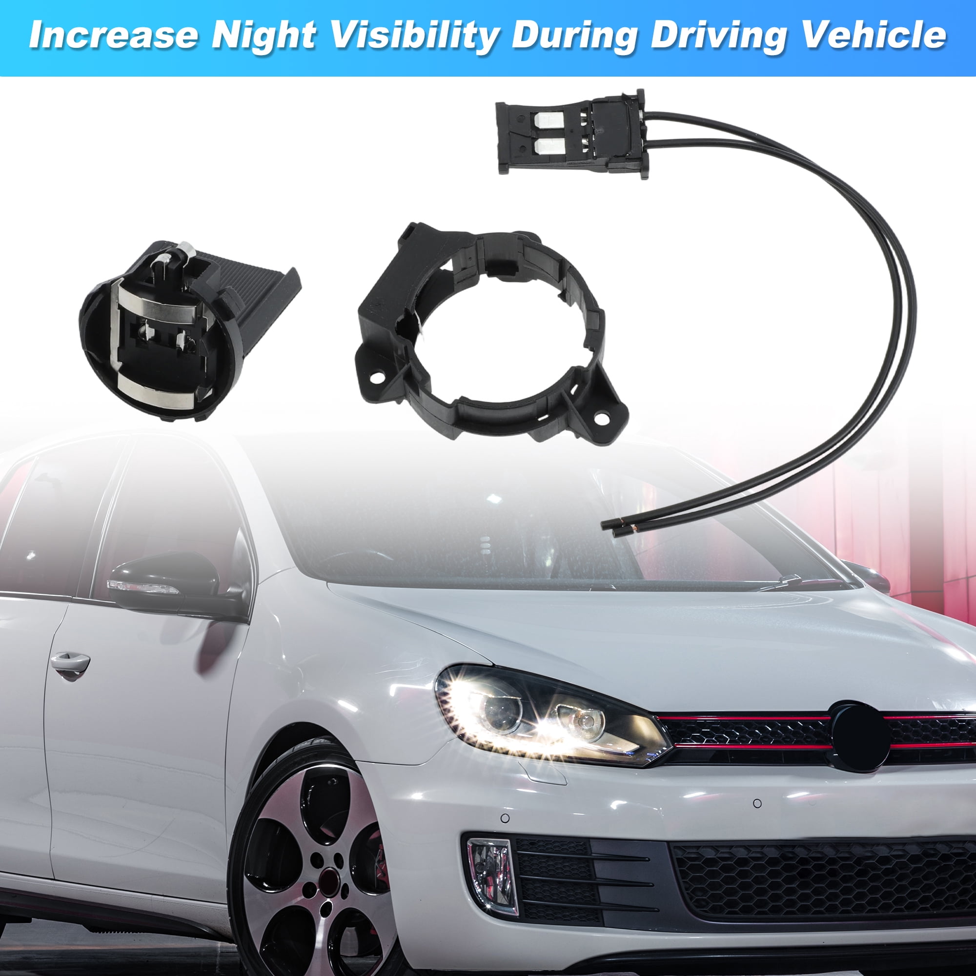 Unique Bargains H7 Headlight Bulb Socket Adapter Wiring Kit for Volkswagen Golf GTI